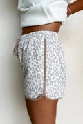 Leopard Print Drawstring Casual Shorts - CELIVINE