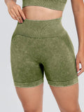 Washed High Waist Active Shorts - CELIVINE