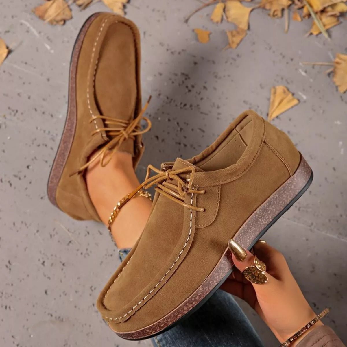 Round Toe Lace Up Loafers - CELIVINE