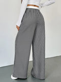 Striped Wide Leg Drawstring Pants - CELIVINE