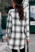 Plaid Button - Up Longline Shirt Jacket - CELIVINE