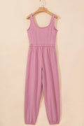 Elastic Waist Sleeveless Square Neck Jumpsuit - CELIVINE