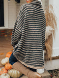 Striped Turtleneck Sweater with Pockets - CELIVINE