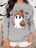 Halloween Ghost Round Neck Sweatshirt - CELIVINE
