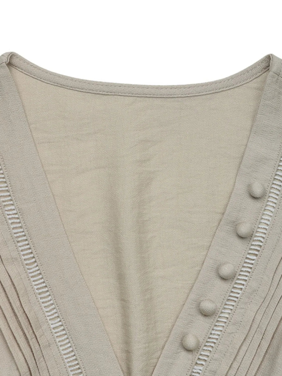 V - Neck Sleeveless Midi Dress - CELIVINE