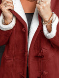 Full Size Cozy Sherpa Lined Toggle Coat with Hood Plus Size - CELIVINE
