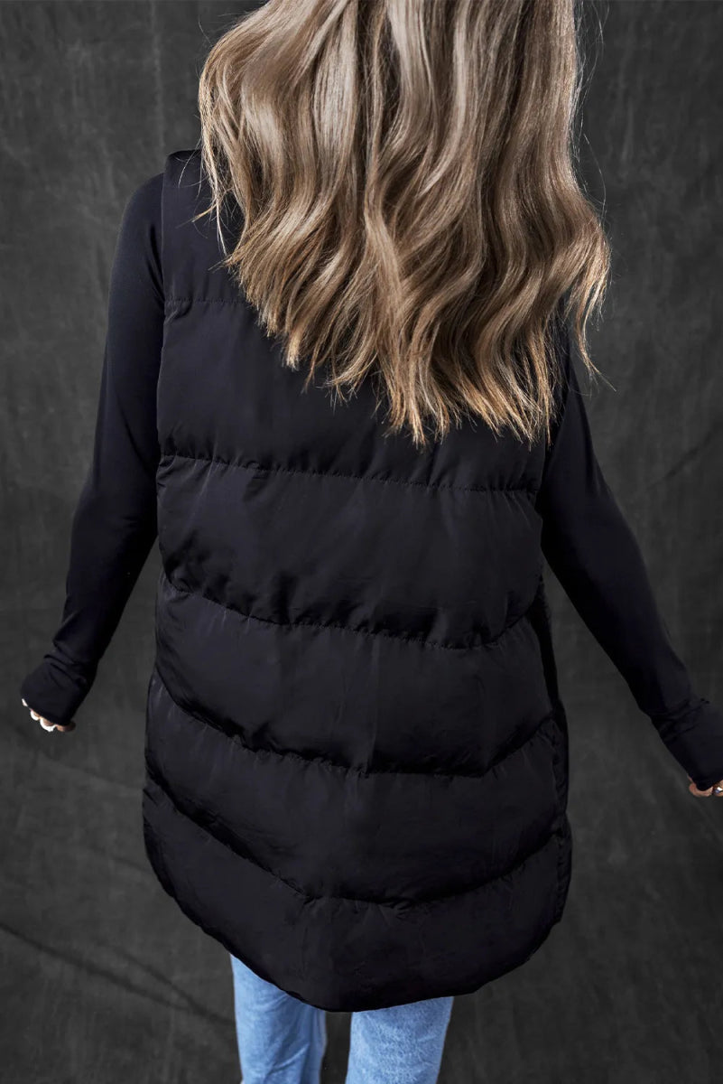 Pocketed Zip Up Vest Coat - CELIVINE