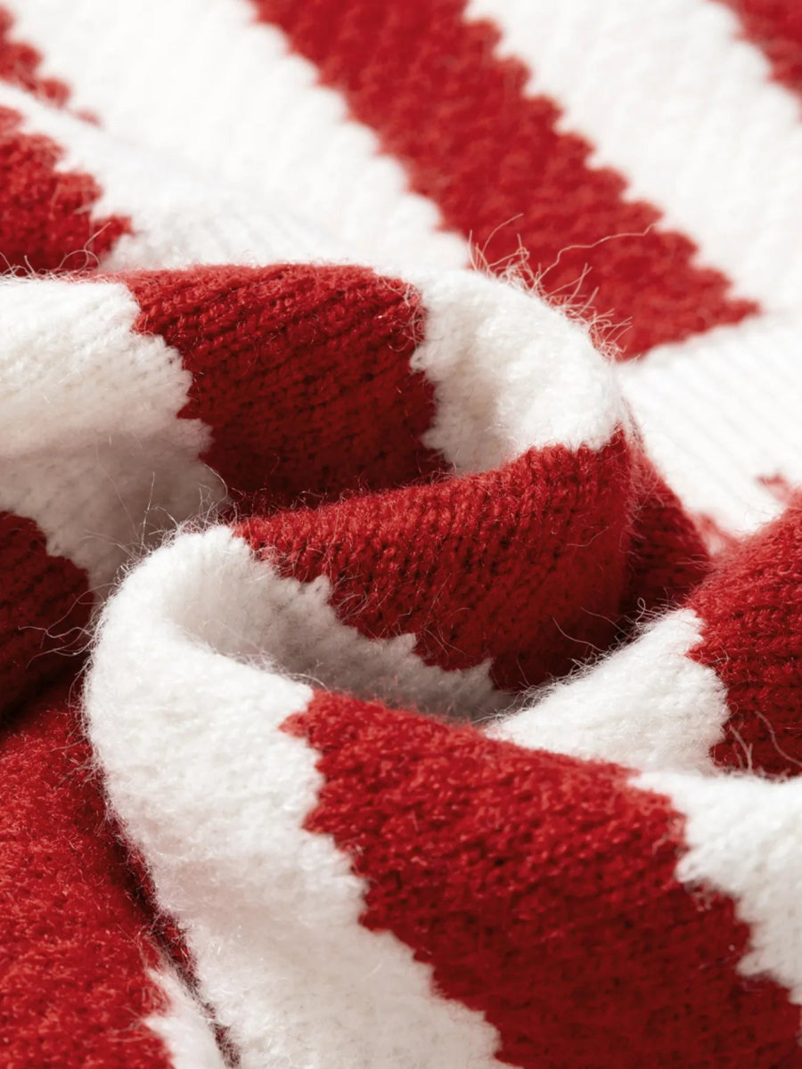 Button Down Striped Long Sleeve Cardigan - CELIVINE