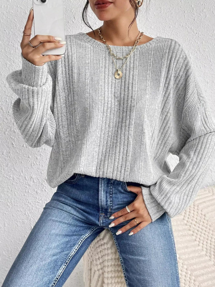 Crisscross Back Long Sleeve Knit Top - CELIVINE