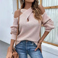 Crisscross Cold - Shoulder Sweater - CELIVINE