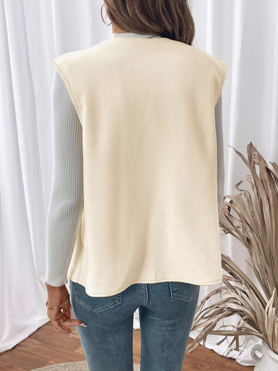 Full Size Open Front Vest Coat Plus Size - CELIVINE