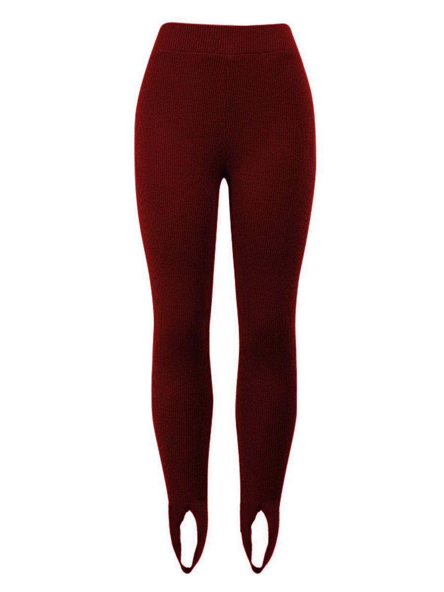 Ribbed Mid Waist Leggings - CELIVINE