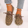 Lace Up Leopard Slip - Ons - CELIVINE