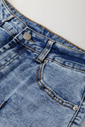 High - Waisted Wide - Leg Cuffed Jeans - CELIVINE