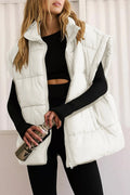 Zip Up Puffer Vest Coat with Pockets - CELIVINE