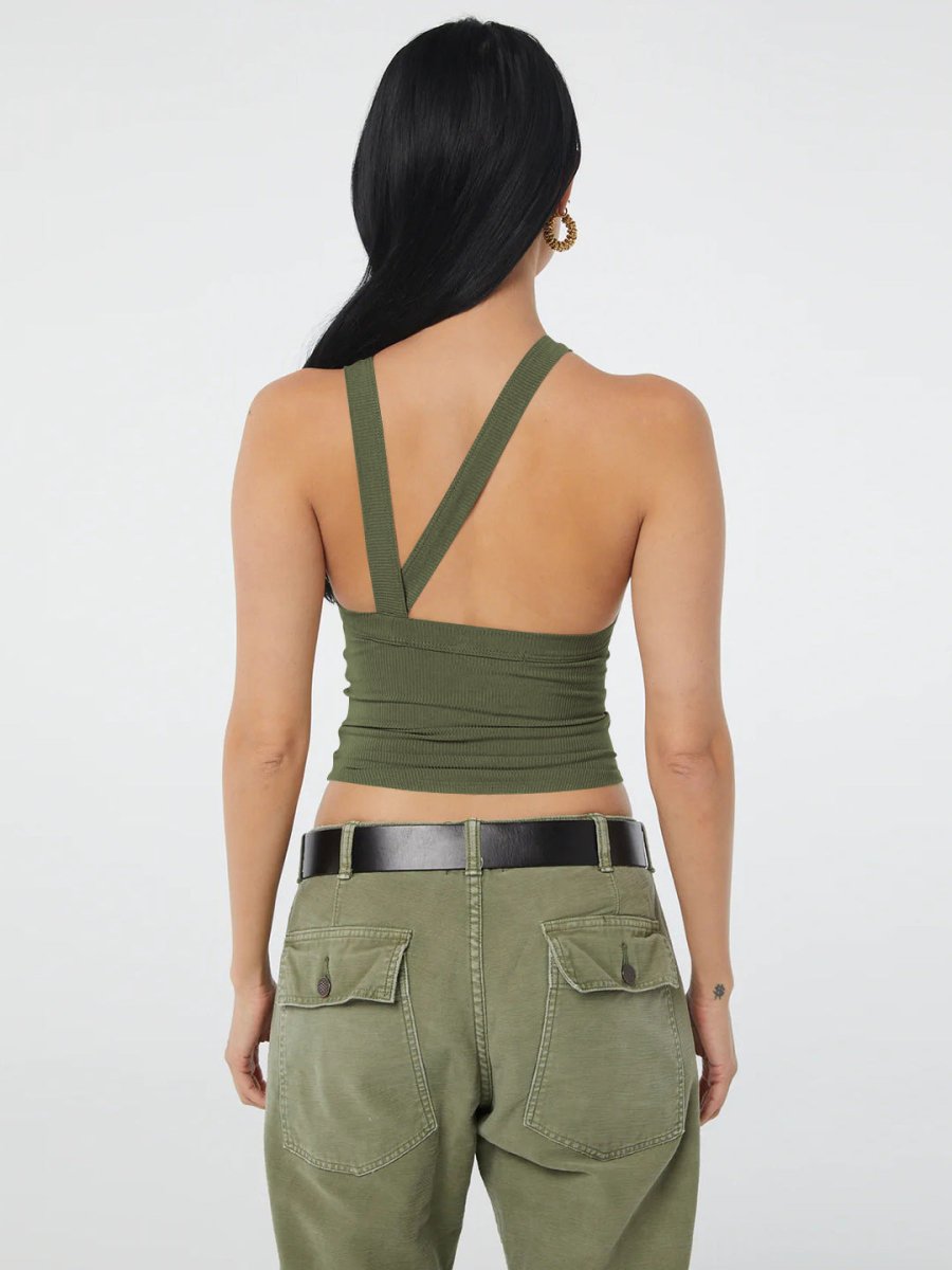 Halter Neck Ribbed Cropped Top - CELIVINE