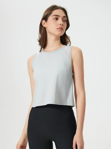 Round Neck Cropped Active Tank - CELIVINE