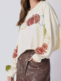 Sequined Pumpkin Halloween Crop Sweatshirt - CELIVINE