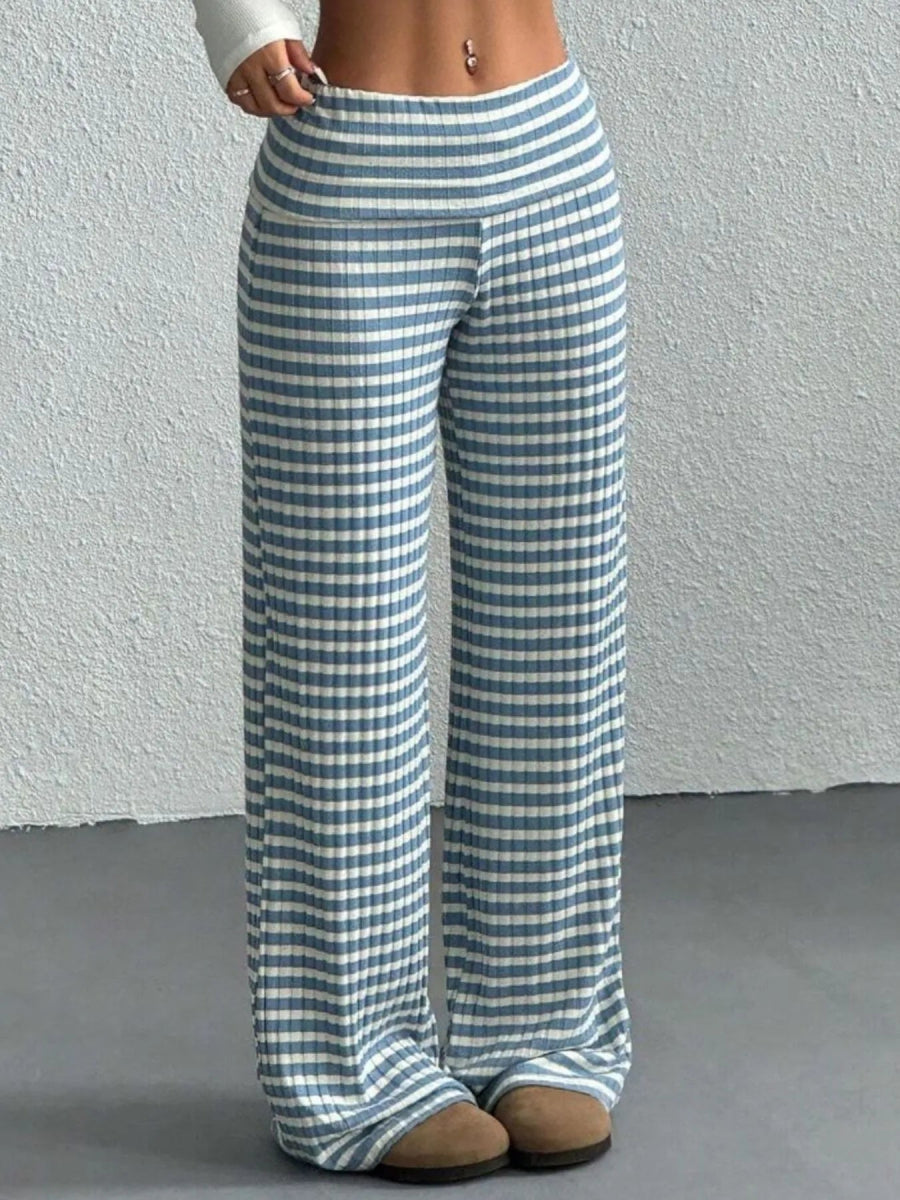 Striped Wide Leg Pants - CELIVINE