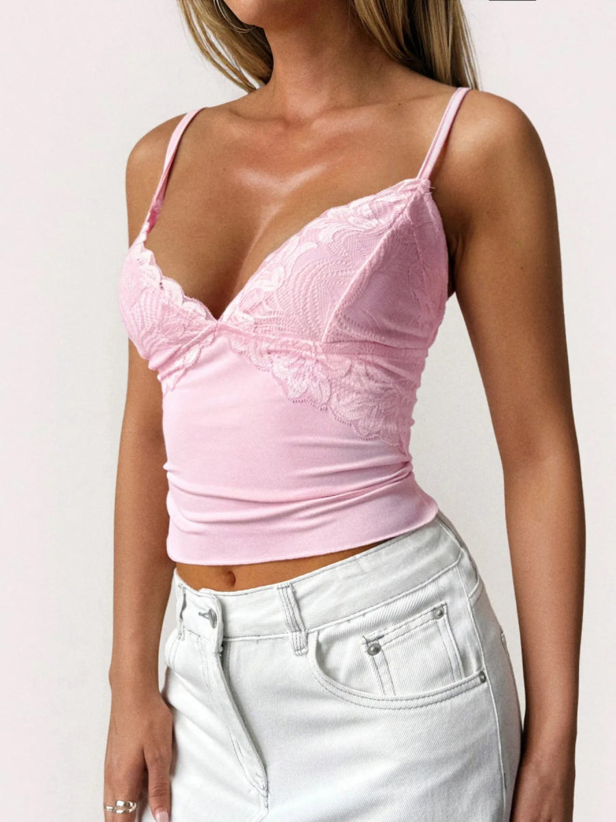Lace Detail V - Neck Cami - CELIVINE