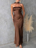 Satin Tube Maxi Dress - CELIVINE