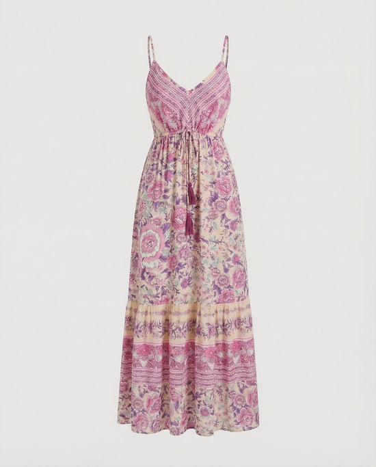Bloomline Tassel V - Neck Maxi Dress - CELIVINE