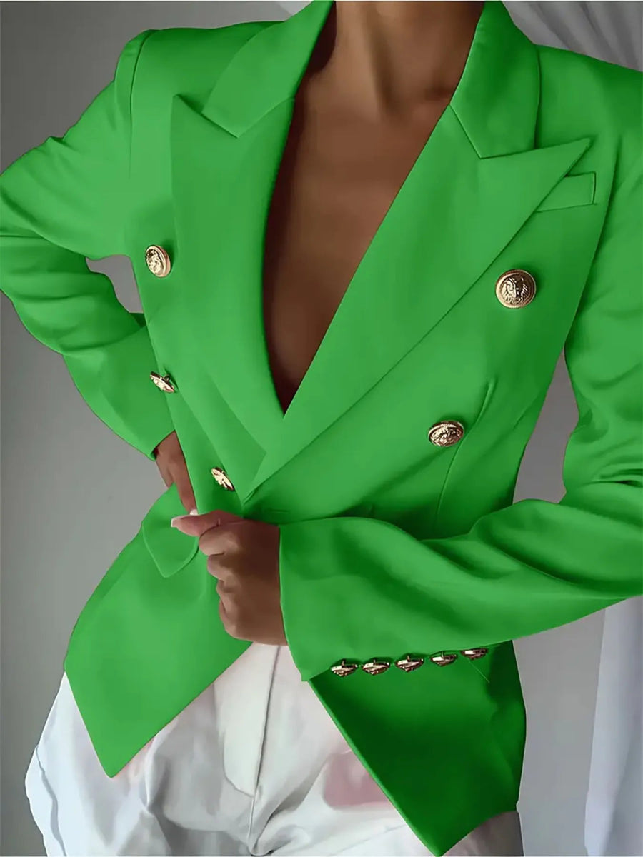 Decor Button Lapel Collar Blazer - CELIVINE