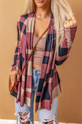 Plaid Open Front Cardigan - CELIVINE