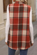 Plaid Button Up Vest Coat - CELIVINE