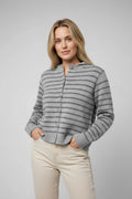 Striped Button Up Cardigan - CELIVINE