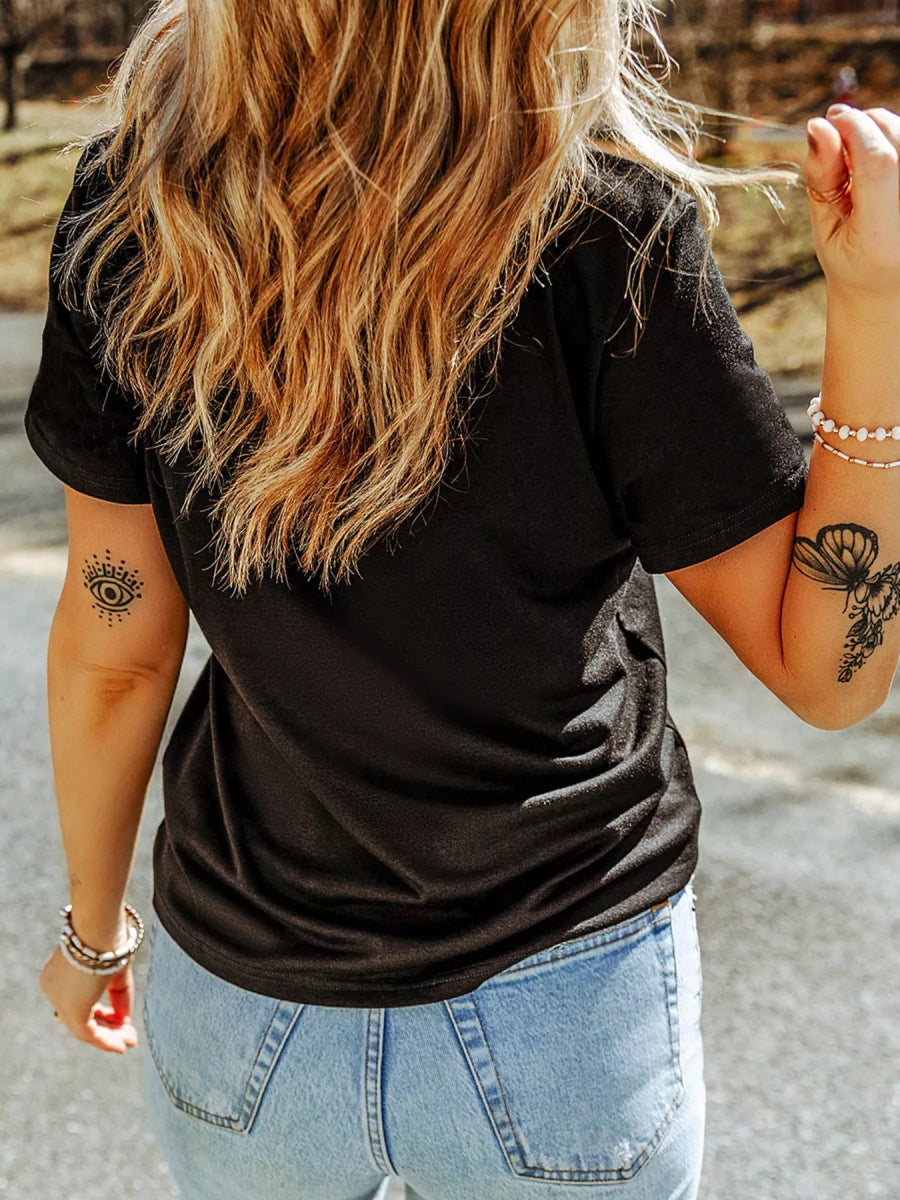 Halloween Ghost Boo Graphic Round Neck T Shirt - CELIVINE