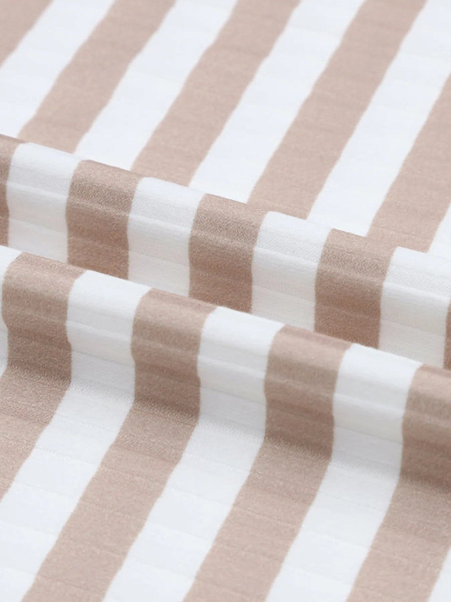 Striped Textured Knit Long Sleeve Tee - CELIVINE