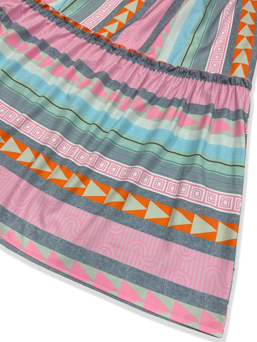 Smocked Square Neck Flounce Sleeve Maxi Dress - CELIVINE