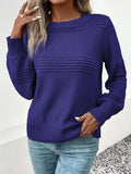 Round Neck Long Sleeve Sweater - CELIVINE