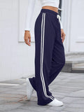 Side Striped Wide Leg Pants - CELIVINE