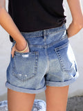 Distressed Denim Shorts - CELIVINE