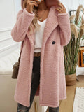 Devine Pocketed Long Sleeve Hooded Teddy Coat - CELIVINE