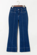Center Seam Deep Wash Straight Jeans - CELIVINE