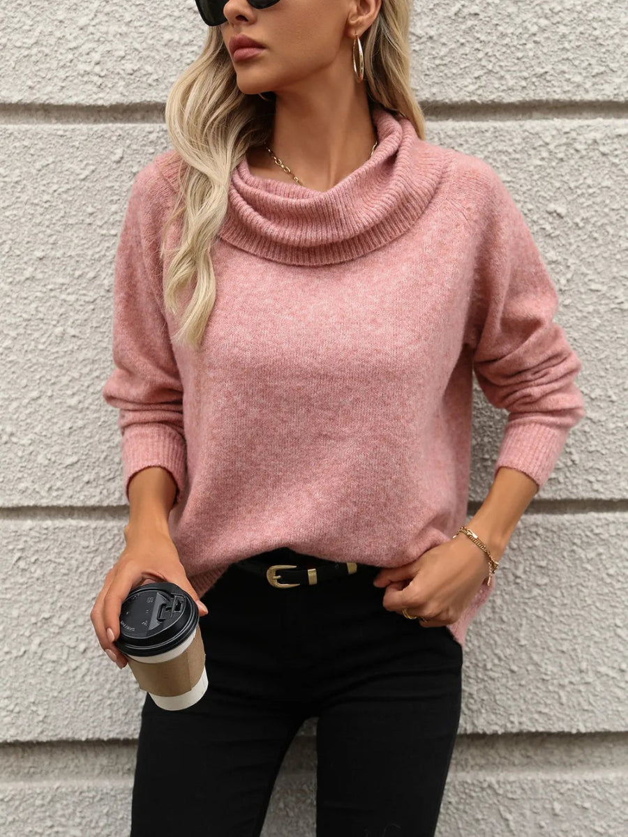 Turtleneck Long Sleeve Sweater - CELIVINE