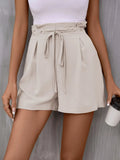 Tied Solid Color Shorts - CELIVINE