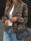Leopard Print Casual Button Up Jacket - CELIVINE