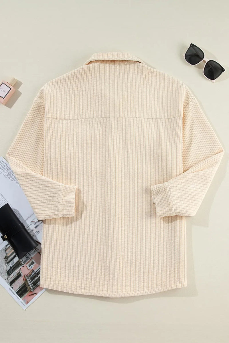 Pocketed Button Up Dropped Shoulder Shacket - CELIVINE