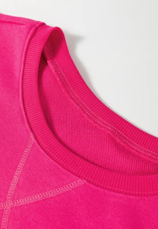 Solid Color Round Neck Long Sleeve Sweatshirt - CELIVINE