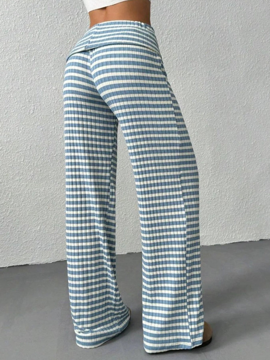 Striped Wide Leg Pants - CELIVINE