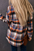 Plaid Collared Neck Long Sleeve Shirt - CELIVINE