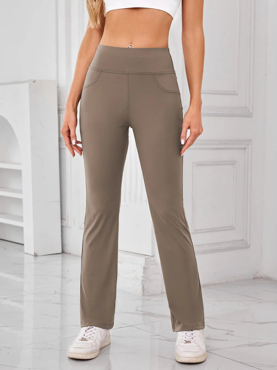 High Waist Active Pants with Pockets - CELIVINE