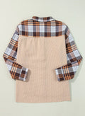 Plaid Button Up Long Sleeve Shacket - CELIVINE