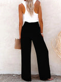 Full Size High - Waisted Textured Wide Leg Pants Plus Size - CELIVINE