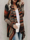 Fringe Long Sleeve Wrap Cardigan - CELIVINE