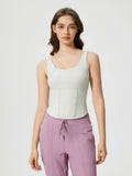Round Neck Wide Strap Active Tank with Detachable Chest Pads - CELIVINE
